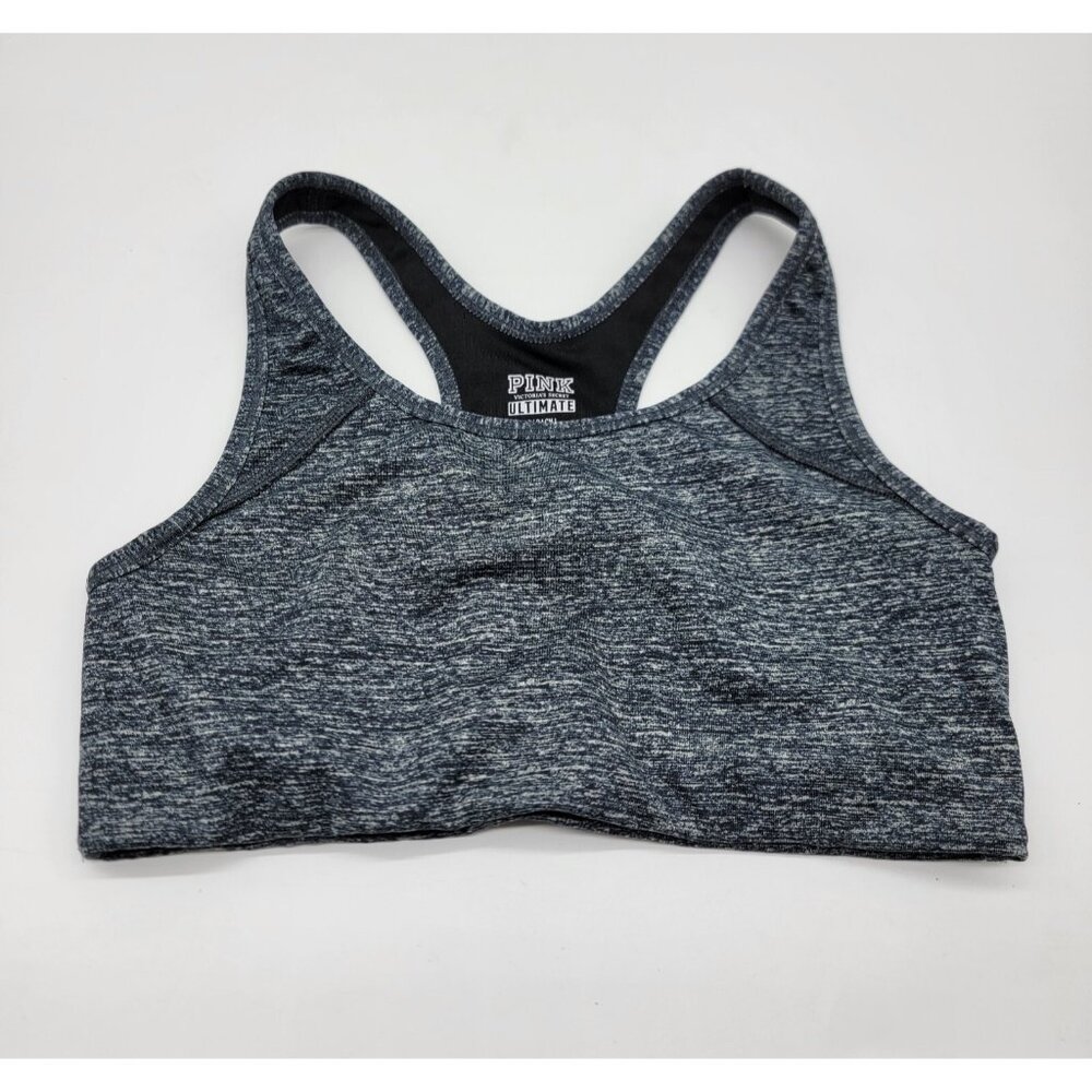 Victoria‎ Secret Pink Bra Ultimate Unlined Size Small Black Gym Workout EUC